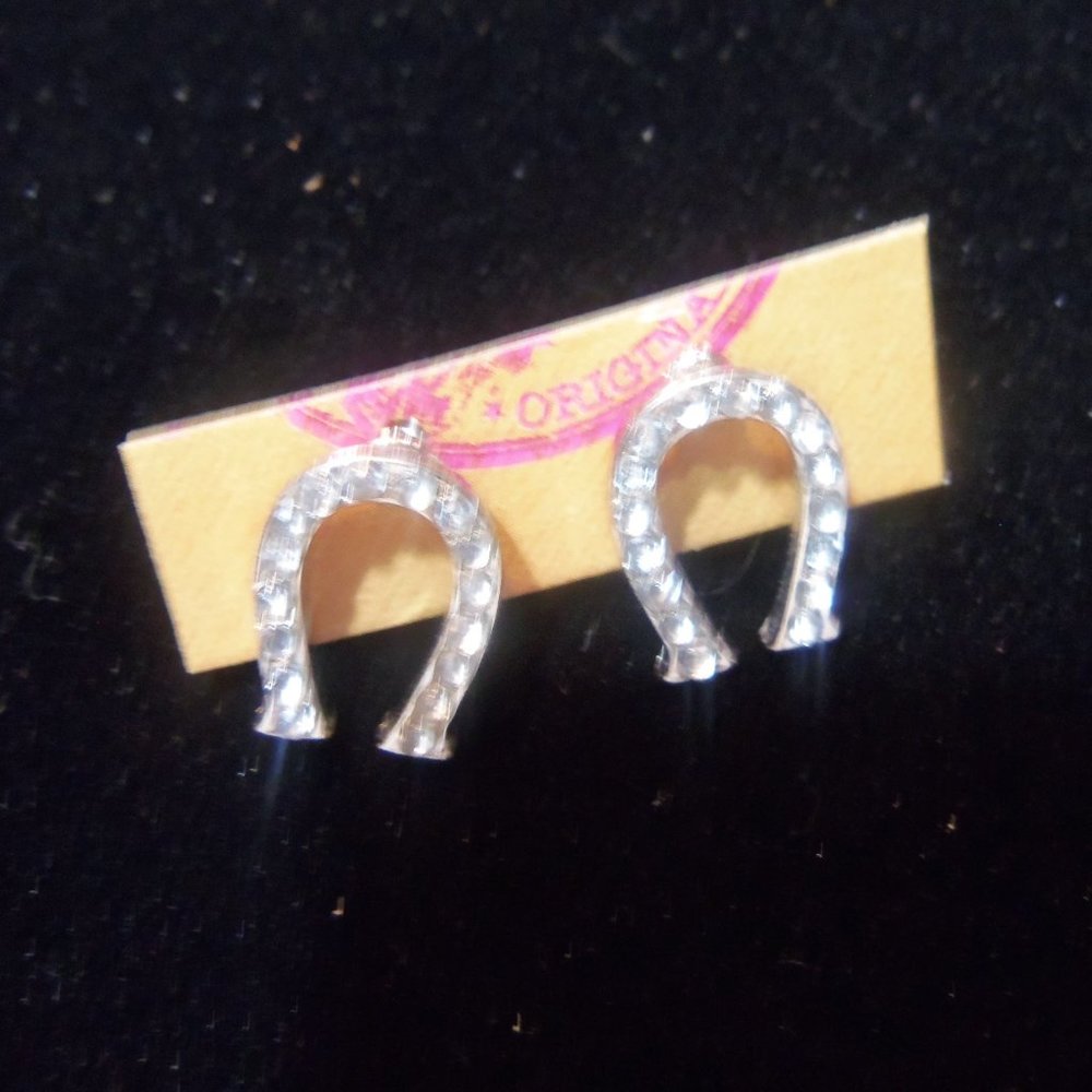 Horseshoe With Crystals Pierced Earrings